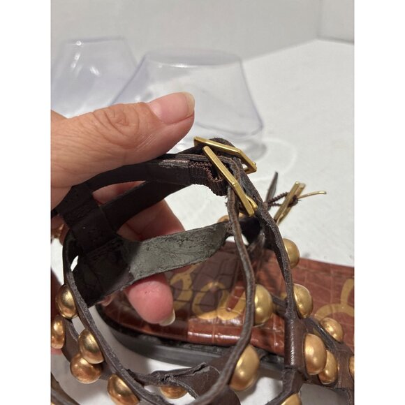 Sam Edelman Estella studded gladiator sandals brown leather ankle straps size 7 - Picture 7 of 8